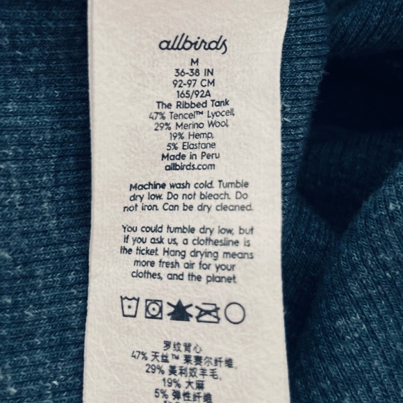 Allbirds Ribbed Tank Top Shadow Blue Sizes Medium and Large - Picture 5 of 8